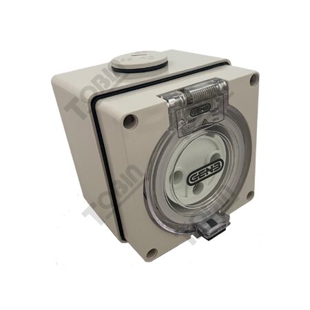Surface Socket Outlet 3 Round Pin | 32A Current Rating | 250V Operation | Durable for Industrial Use | by Tobin