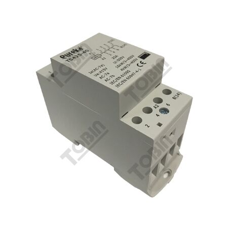 25A 240VAC Modular Contactor | 4-Pole Configuration | 4 N/O Contacts | by Tobin