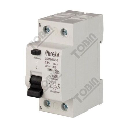RCD EUREKA 2 Pole 63A 30mA Type A | Type A for AC & DC Detection | Electrical Shock Prevention | by Tobin