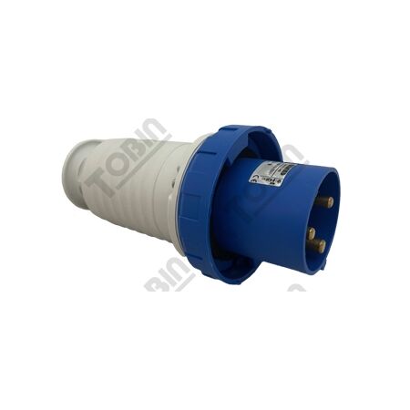 Straight Plug 63A 240VAC 2P+E | IP67 Rated | IEC 309 Compliant | Heavy Duty | by Tobin