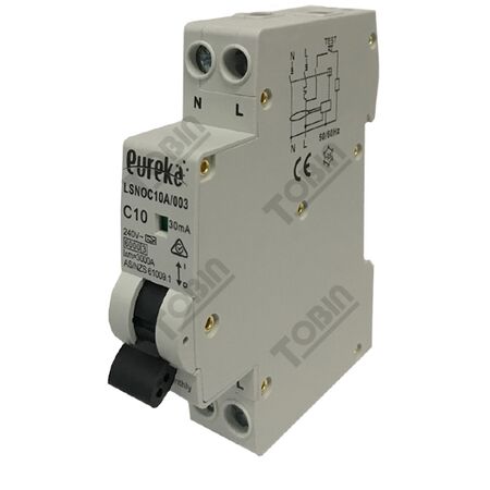 RCBO EUREKA 1 Pole Compact 10A C Curve 6kA 30mA | Enhanced Electrical Safety | by Tobin