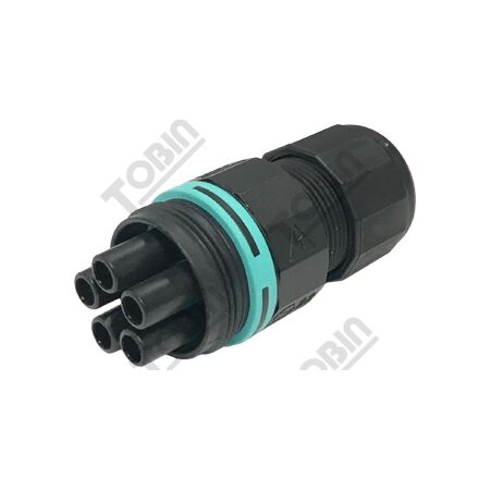 Inline Male Plug 5P | IP68 Rated | 17.5A Current | 0.5 - 4.0 mm² Compatibility | by Tobin
