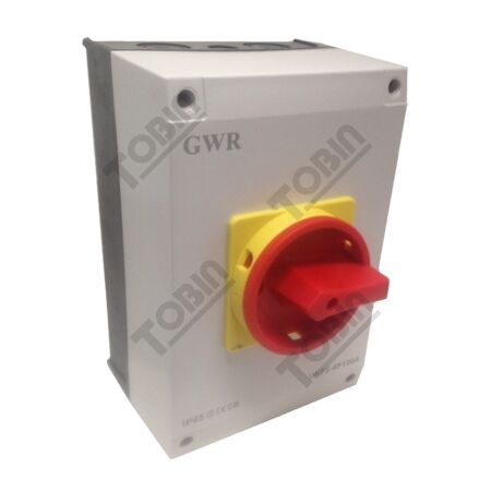Isolator Enclosed IP56 4 Pole 100A | Weatherproof Design | ON/OFF Main Switch | by Tobin