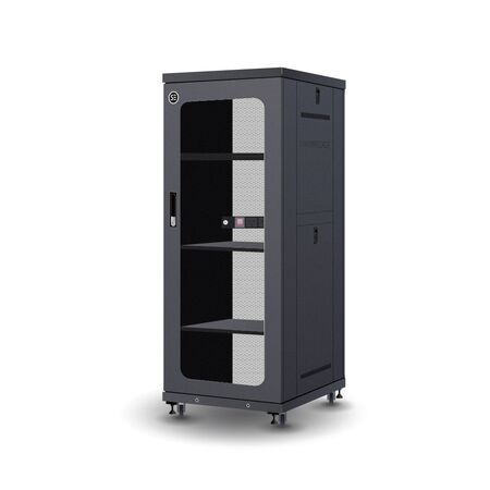 27RU Full Assembled Free Standing Server Cabinet | 500Kg Load Capacity | Locking Doors & Fixed Shelves | by SERVEREDGE