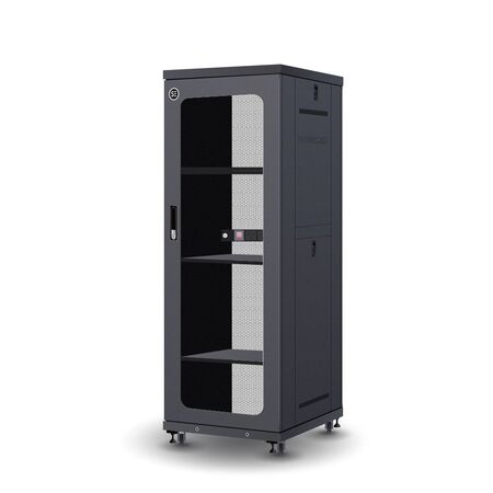 32RU Free Standing Server Cabinet | 750Kg Load Capacity | Locking Doors & Fixed Shelves | by SERVEREDGE