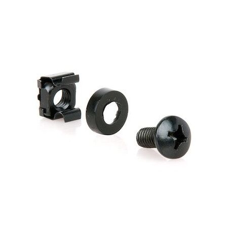Heavy Duty M6 Cage Nuts, Washer & Screw Set | Black Coating | Pack of 100 | by SERVEREDGE