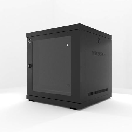 12RU Fully Assembled Wall Mount Cabinet | Locking Door & Adjustable Rails | Space-Saving Design | by SERVEREDGE