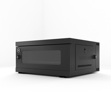 4RU Wall Mount Cabinet | Fully Assembled Hinged Frame | Steel Construction | Powder Coated Finish | by SERVEREDGE