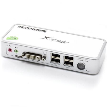 2-Port USB DVI Desktop KVM Switch | Audio Support & USB Hub 2.0 | Plug and Play | by SERVEREDGE