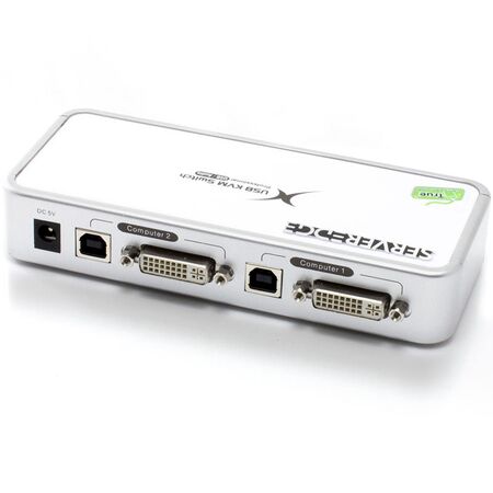2-Port USB DVI Desktop KVM Switch | Audio Support & USB Hub 2.0 | Plug and Play | by SERVEREDGE