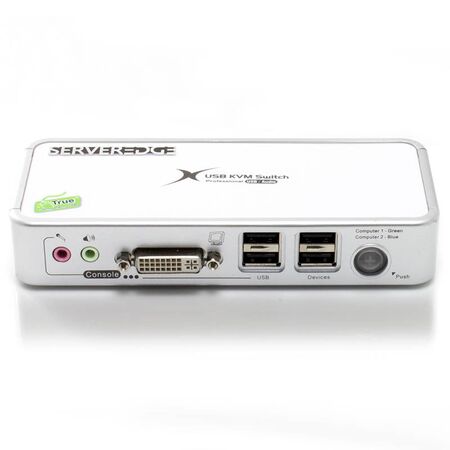 2-Port USB DVI Desktop KVM Switch | Audio Support & USB Hub 2.0 | Plug and Play | by SERVEREDGE