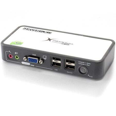 2-Port USB VGA Desktop KVM Switch | Audio Support & USB Hub 2.0 | Plug and Play | by SERVEREDGE