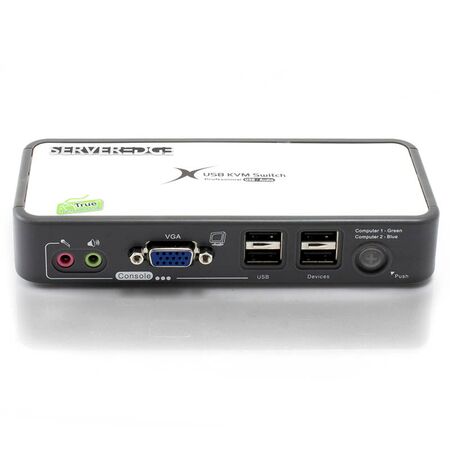 2-Port USB VGA Desktop KVM Switch | Audio Support & USB Hub 2.0 | Plug and Play | by SERVEREDGE