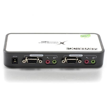 2-Port USB VGA Desktop KVM Switch | Audio Support & USB Hub 2.0 | Plug and Play | by SERVEREDGE