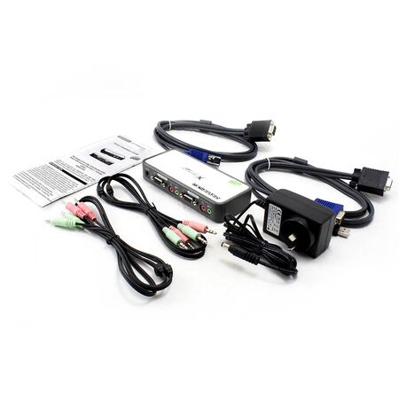 2-Port USB VGA Desktop KVM Switch | Audio Support & USB Hub 2.0 | Plug and Play | by SERVEREDGE