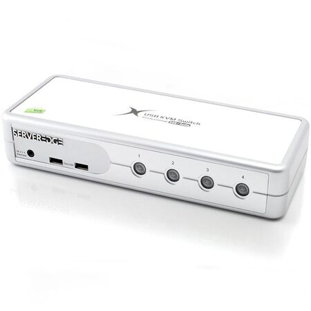 4-Port USB DVI Desktop KVM Switch | Audio Support & USB Hub 2.0 | Includes Cables | by SERVEREDGE
