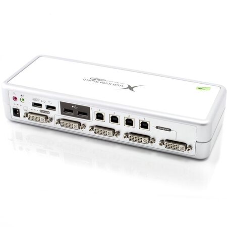 4-Port USB DVI Desktop KVM Switch | Audio Support & USB Hub 2.0 | Includes Cables | by SERVEREDGE