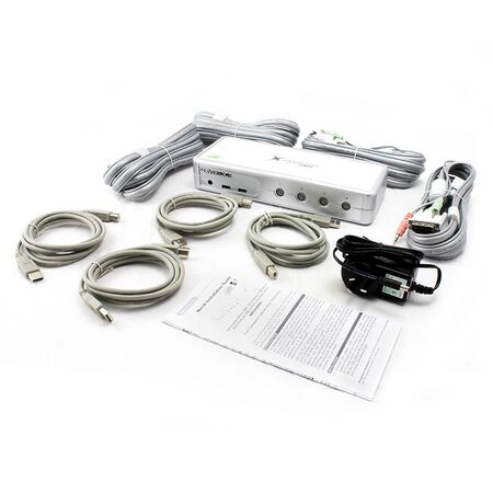 4-Port USB DVI Desktop KVM Switch | Audio Support & USB Hub 2.0 | Includes Cables | by SERVEREDGE