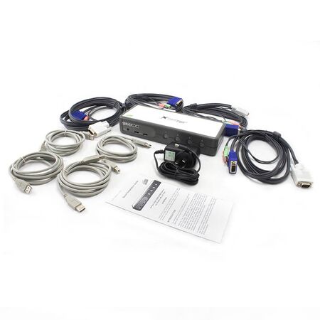 4-Port USB VGA Desktop KVM Switch | Audio Support & USB Hub 2.0 | Includes Cables | by SERVEREDGE