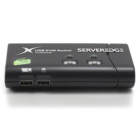 2-Port Slimline USB VGA Desktop KVM Switch | Includes Cables | Up to 1920x1440 Resolution | by SERVEREDGE