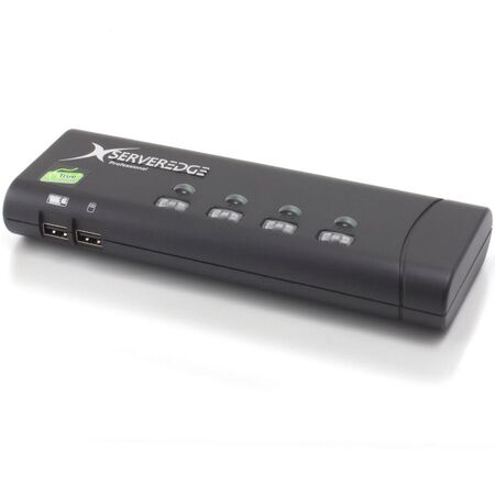 4-Port Slimline USB VGA Desktop KVM Switch | Includes Cables | Up to 1920x1440 Resolution | by SERVEREDGE