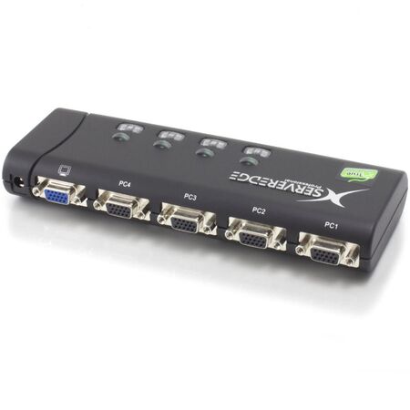 4-Port Slimline USB VGA Desktop KVM Switch | Includes Cables | Up to 1920x1440 Resolution | by SERVEREDGE