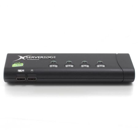 4-Port Slimline USB VGA Desktop KVM Switch | Includes Cables | Up to 1920x1440 Resolution | by SERVEREDGE