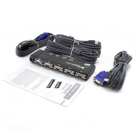 4-Port Slimline USB VGA Desktop KVM Switch | Includes Cables | Up to 1920x1440 Resolution | by SERVEREDGE