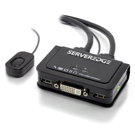 2-Port USB DVI Cable KVM Switch | Audio Support & Remote Switching | Compact Design | by SERVEREDGE