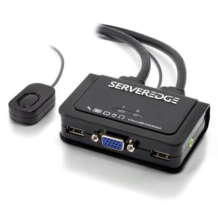 2-Port USB VGA KVM Switch with Audio & Remote | Compact Design | Easy Setup | by SERVEREDGE