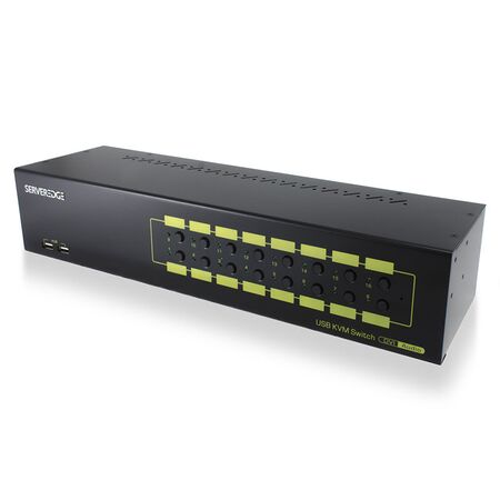 16-Port DVI USB KVM Combo Switch | Audio & Mic Support | USB Hub 2.0 | by SERVEREDGE