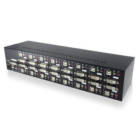 16-Port DVI USB KVM Combo Switch | Audio & Mic Support | USB Hub 2.0 | by SERVEREDGE