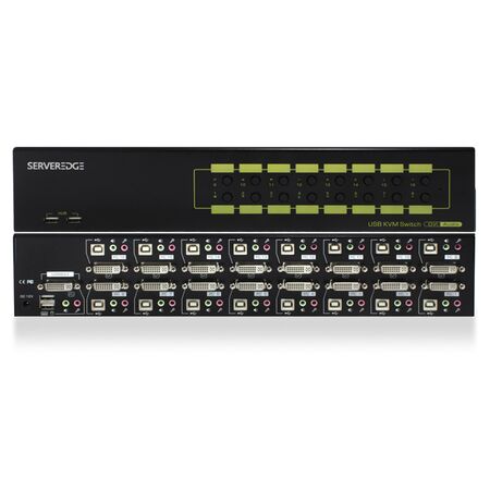 16-Port DVI USB KVM Combo Switch | Audio & Mic Support | USB Hub 2.0 | by SERVEREDGE