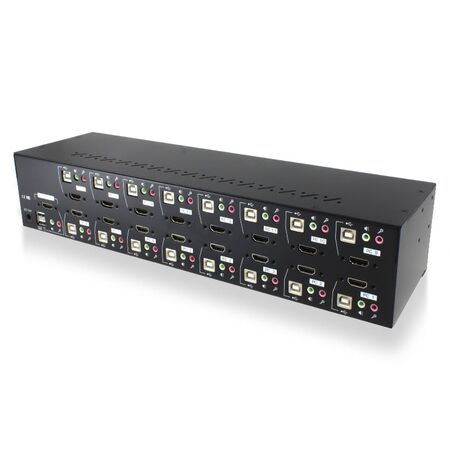 16-Port HDMI USB KVM Combo Switch | Audio & Mic Support | USB 2.0 Hub | 1080p Full HD | by SERVEREDGE