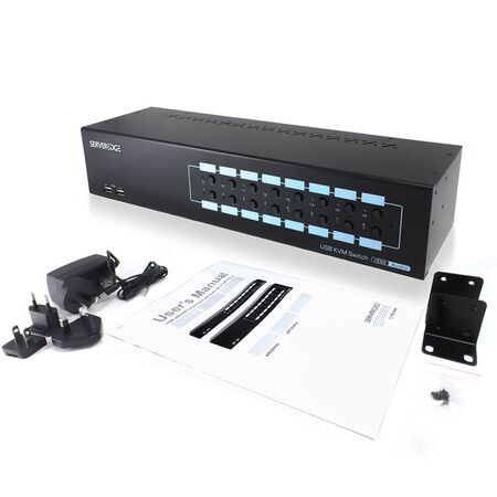 16-Port HDMI USB KVM Combo Switch | Audio & Mic Support | USB 2.0 Hub | 1080p Full HD | by SERVEREDGE