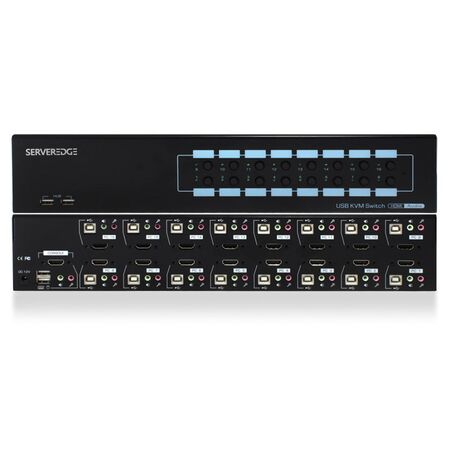 16-Port HDMI USB KVM Combo Switch | Audio & Mic Support | USB 2.0 Hub | 1080p Full HD | by SERVEREDGE