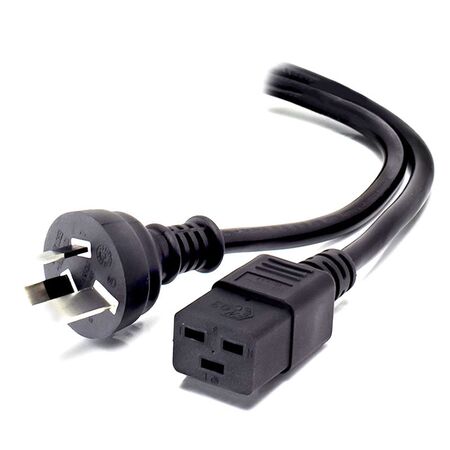 1m Aus 3 Pin Mains Plug to IEC C19 | 15A Current Rating | Durable Cable Construction | by SERVEREDGE