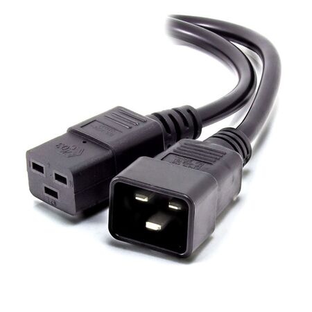 1m IEC C19 to IEC C20 Power Extension Cable | 250V Voltage Rating | 16A Current Rating | Durable Construction | by SERVEREDGE