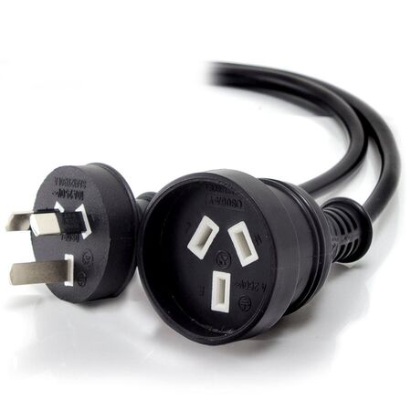 20m Aus 3 Pin Mains Power Extension | Heavy Duty Black Cable | Male to Female Configuration | by SERVEREDGE