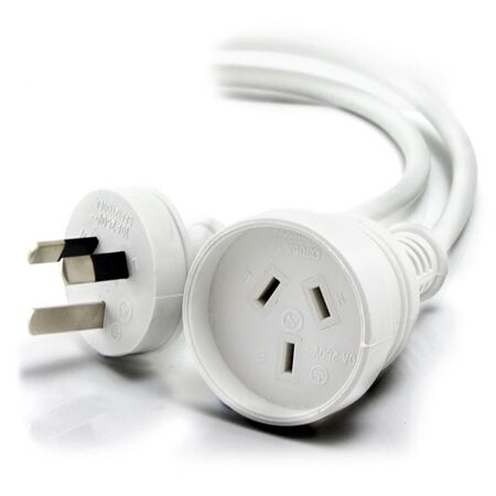 3m Aus 3 Pin Mains Power Extension Cable | Male to Female Connector | White Color | by SERVEREDGE