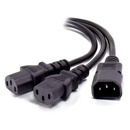 2m Y Splitter Power Cable | IEC C14 Male to 2 IEC C13 Female | Durable Design | Flexible Placement | by SERVEREDGE