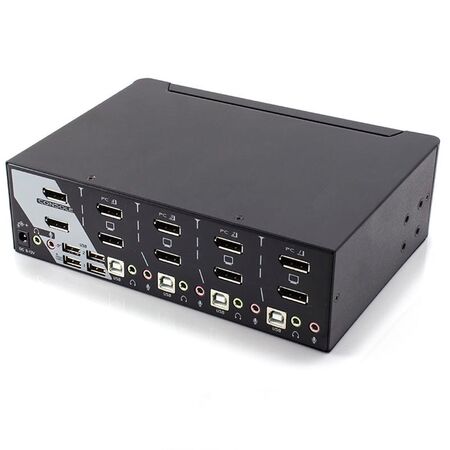 4-Port Dual Display DisplayPort KVM Switch | Audio Support | Hotkey Control | by SERVEREDGE