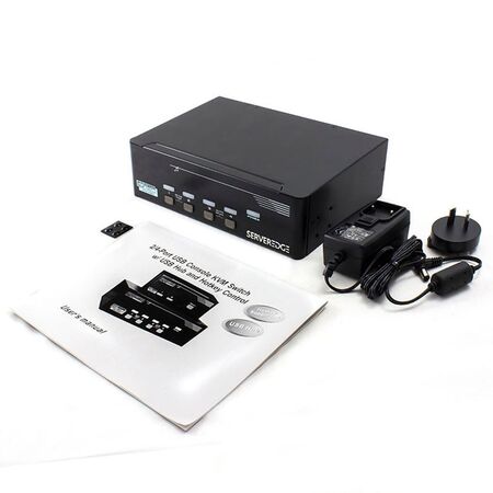 4-Port Dual Display DisplayPort KVM Switch | Audio Support | Hotkey Control | by SERVEREDGE