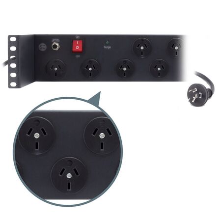2RU Basic 10 Port PDU | 3m Cable Length | 10A 240V Power Rating | by SERVEREDGE