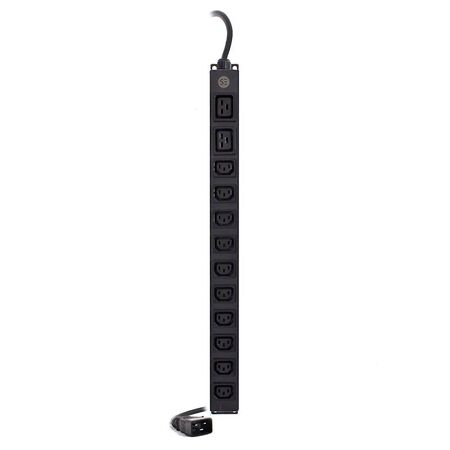 IEC PDU 12 Port Power Distribution Unit | 10 IEC C13 Outputs | 3m Cable | 16A Current Rating | by SERVEREDGE