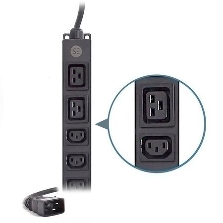 IEC PDU 12 Port Power Distribution Unit | 10 IEC C13 Outputs | 3m Cable | 16A Current Rating | by SERVEREDGE