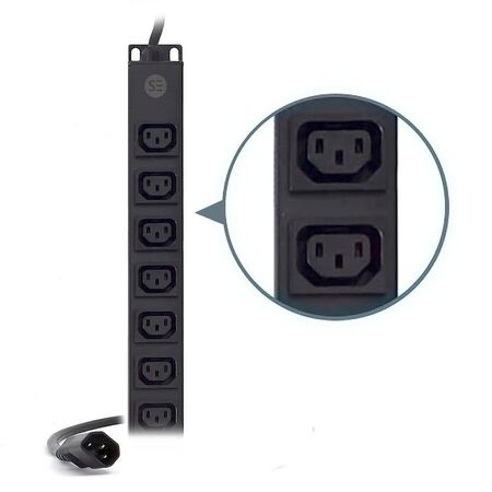 Vertical 15 Port PDU | IEC C13 Outputs | 10A 240V Rated | 2m Cable | by SERVEREDGE