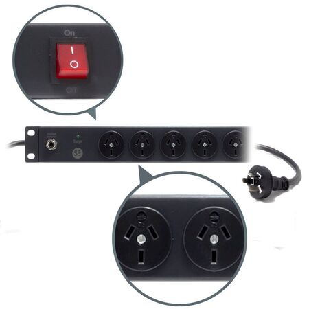 8 Port PDU with Surge Protection | 3m Cable Length | 10A Current Rating | by SERVEREDGE