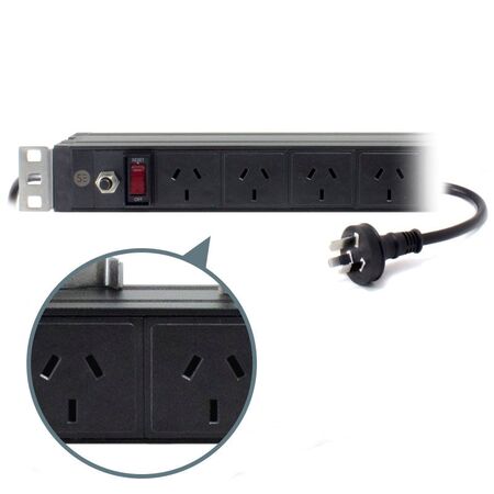 8 Port PDU Power Distribution Unit | 2m Cable Length | 10A Rated | 3 Pin AUS GPO Outputs | by SERVEREDGE