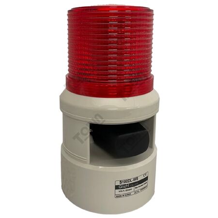 Warning Lite/Sound IP54 | 105dB Sound Output | Red 100mm | 24VDC | by Tobin